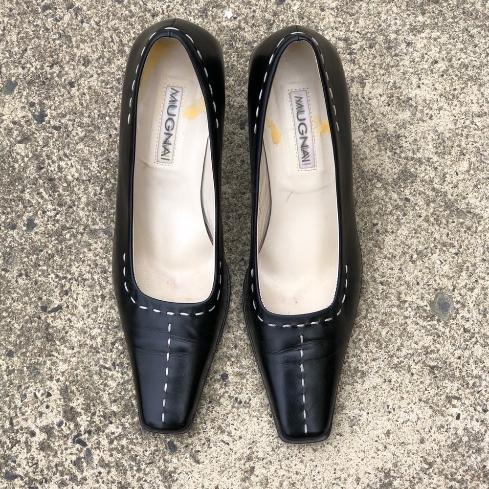 Mugnai Black Leather Shoes